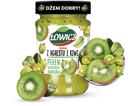 Lowicz Jam Gooseberry Kiwi (Agrest Kiwi) 280g