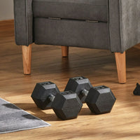 Soozier 60lbs Rubber Dumbbells Weight Set Dumbbell Hand Weight Barbell - Trustymall
