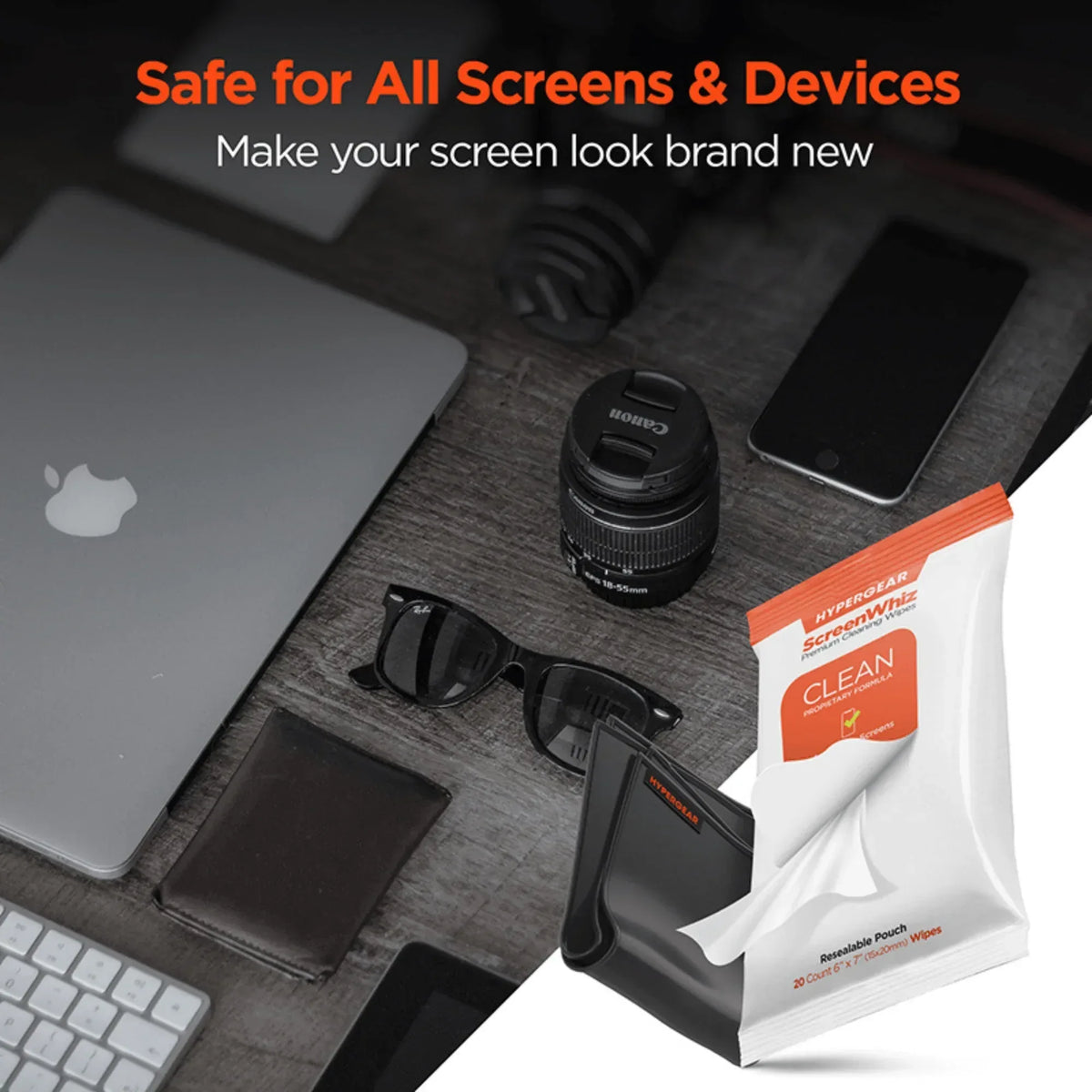 HyperGear ScreenWhiz Screen Cleaning Wipes and Cloth Kit - Trustymall