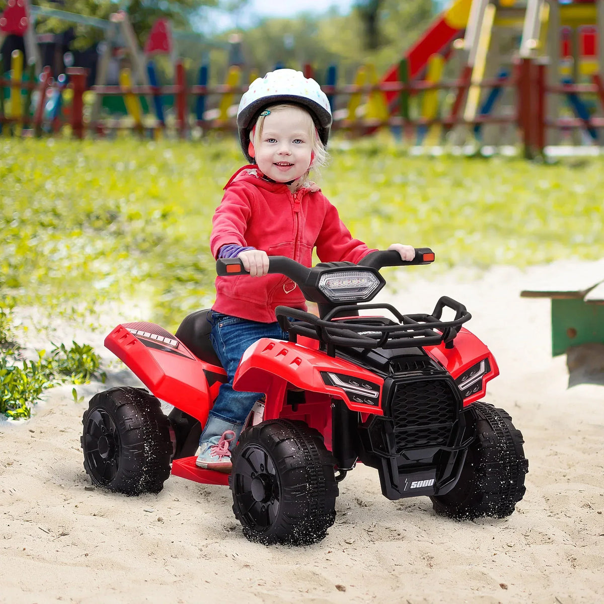 Aosom Kids Ride-on Four Wheeler ATV Car with Real Working Headlights, - Trustymall