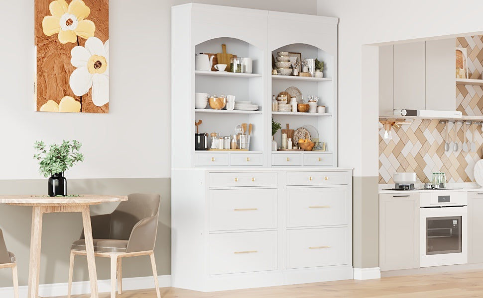 Modern 83.7inch High Kitchen Pantry, Freestanding Tall Kitchen Hutch