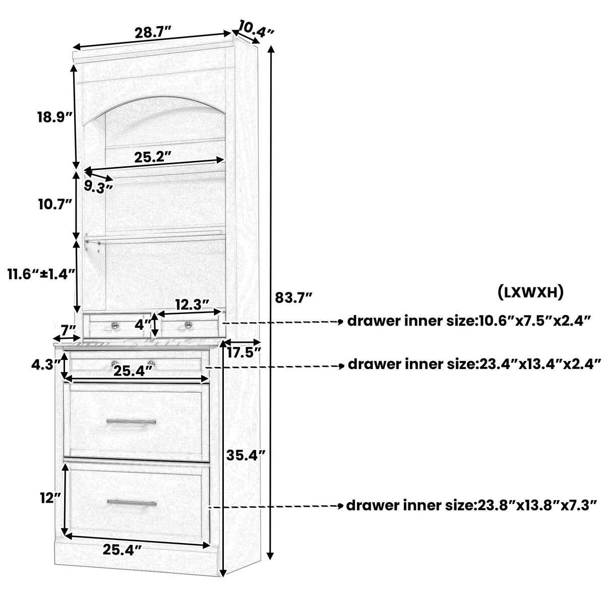 Modern 83.7inch High Kitchen Pantry, Freestanding Tall Kitchen Hutch