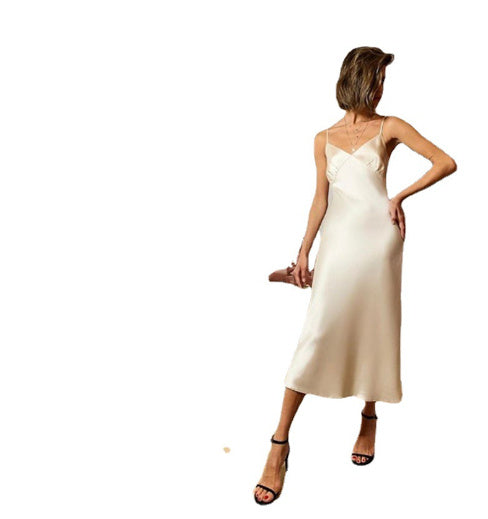 Sling Style Collage Stitching Long Swing Skirt in Sweet Plain Pattern - Polyester Fiber