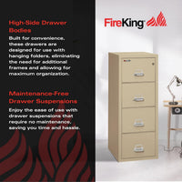 Parchment Four Drawer Fire Safe Legal File Cabinet UL 1 Hour