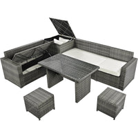 Outdoor 6-Piece All Weather PE Rattan Sofa Set, Garden Patio Wicker