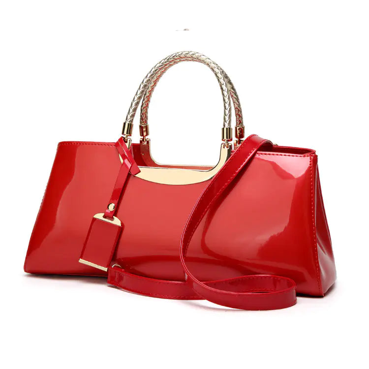 Fashionable Glossy Patent Leather Handbag for Brides
