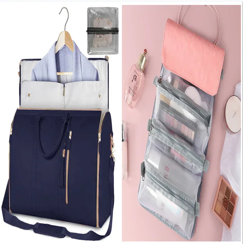 Large Capacity Travel Duffle Bag Women's Handbag Folding Suit Bag Waterproof Clothes Totes - Trustymall