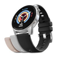 HyperGear SmartWatch touch screen displaying heart rate and fitness tracking data on a black wristband.