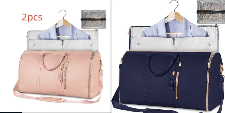 Large Capacity Travel Duffle Bag Women's Handbag Folding Suit Bag Waterproof Clothes Totes - Trustymall