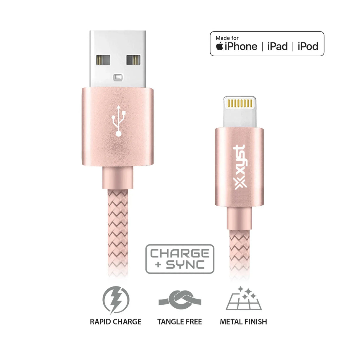 Xyst Charge and Sync USB to Lightning Braided Cable 10Ft - Trustymall