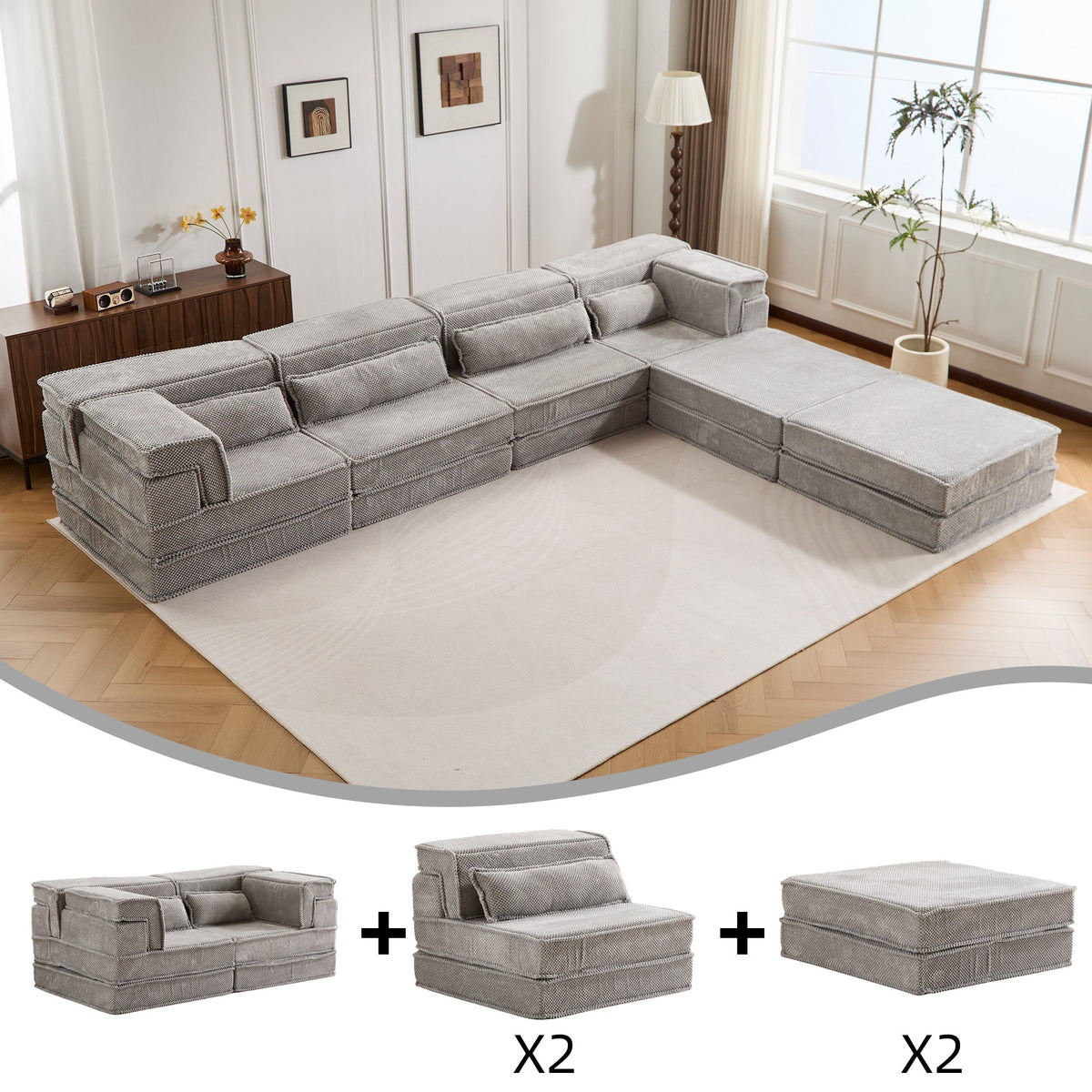 Compression Mahjong Sofa,Convertible Floor Sofa Bed,DIY Boneless