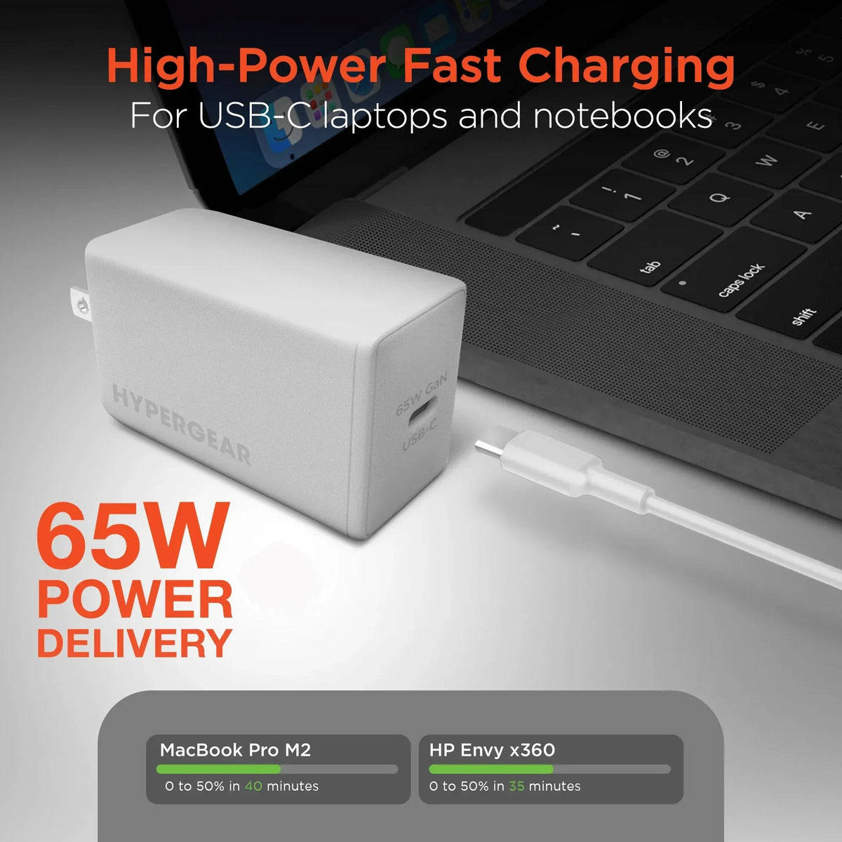 HyperGear SpeedBoost 65W USB-C PD PPS GaN Laptop Charger - Trustymall