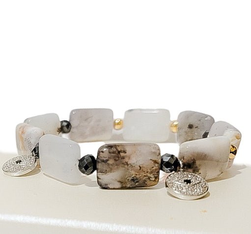 Evil Eye Dendritic Montana Agate Bracelet