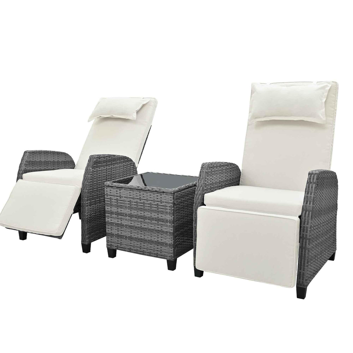 Outdoor Rattan Two-person Combination With Coffee Table, Adjustable,