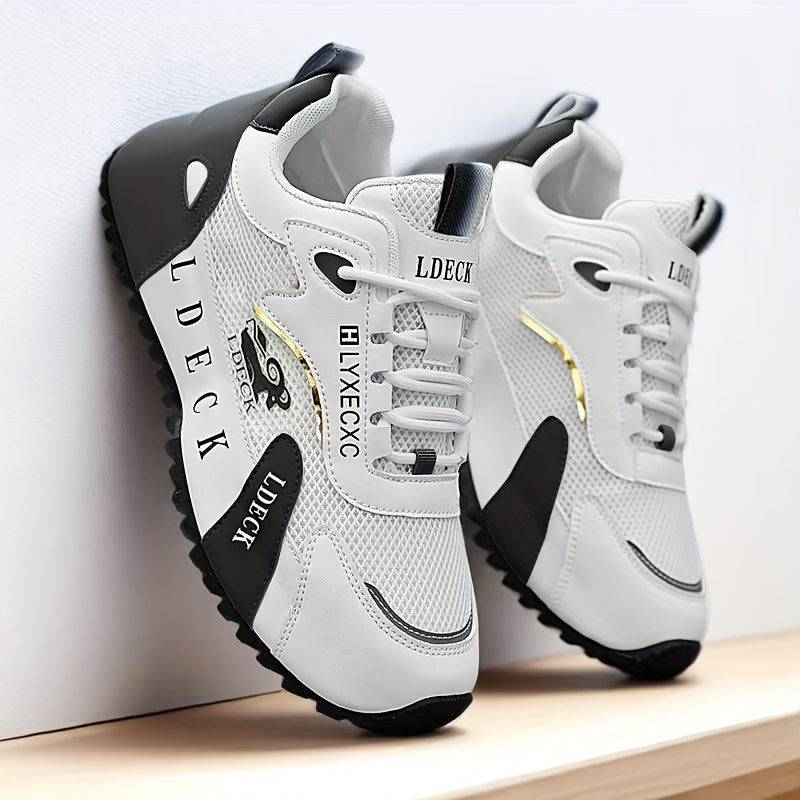 Golden Accent Mesh Sneakers Breathable Light Customizable