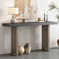 Uniquely Designed Oak Veneer Console Table with Distinctive Side