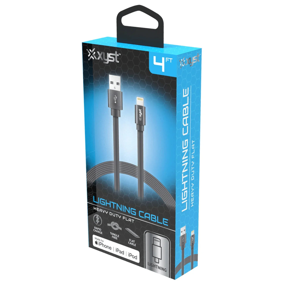 Xyst Charge and Sync USB to Lightning Flat Cable 4Ft - Trustymall