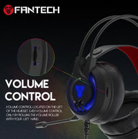 Side angle of FANTECH HG20 Gaming Headset emphasizing headset arm and RGB lighting
