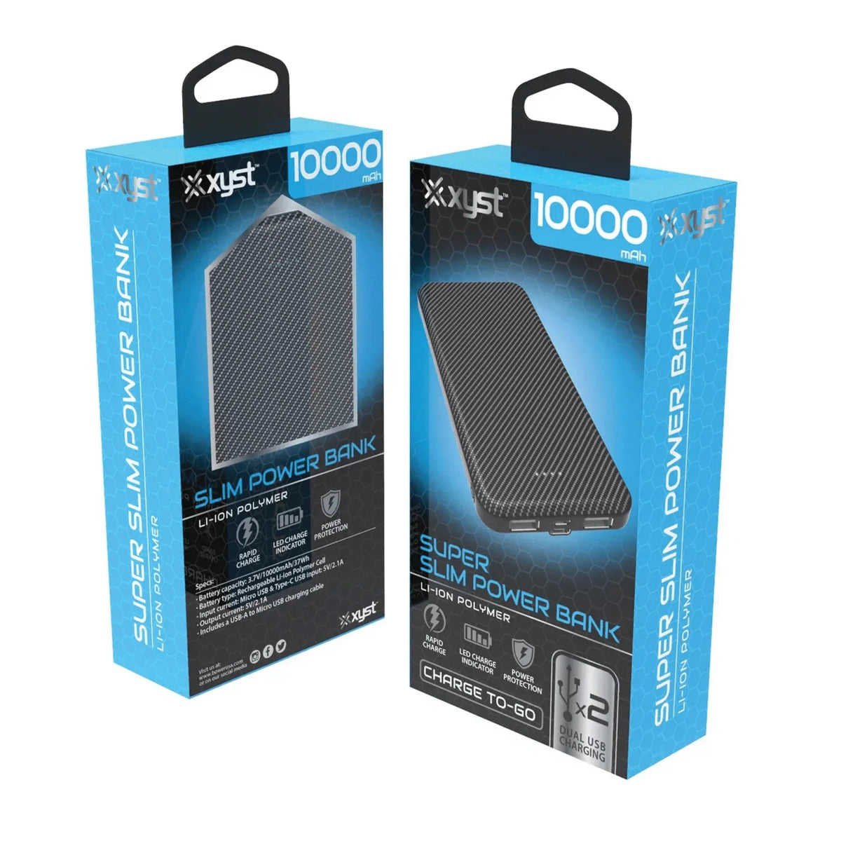 Xyst Super Slim 10000mAh Dual USB Power Bank - Trustymall