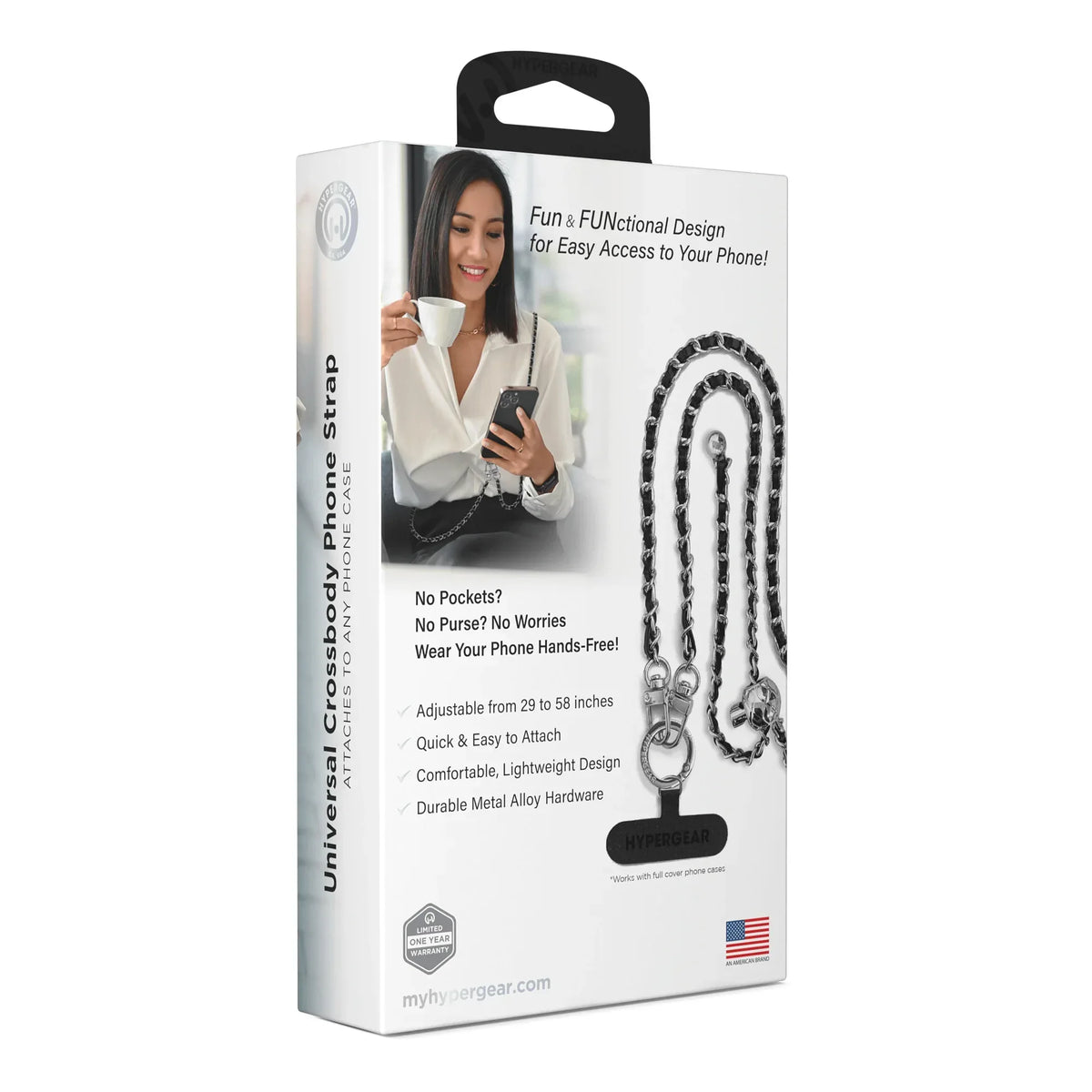 HyperGear TECHcessories Silver Chain with Black Vegan Leather - Trustymall