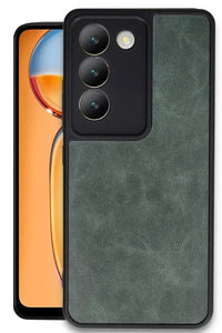 Green textured faux leather Vivo V30 Lite 4G case showing stylish non-slip surface.