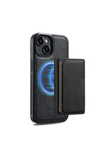 Black magnetic 2-in-1 cover with card holder designed for iPhone 14 Plus