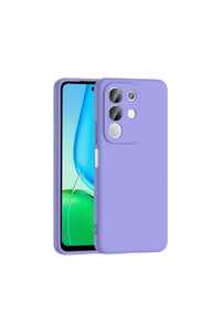 Purple Mara Launch silicone case with velvet interior for Vivo Y29 4G, shown front view.