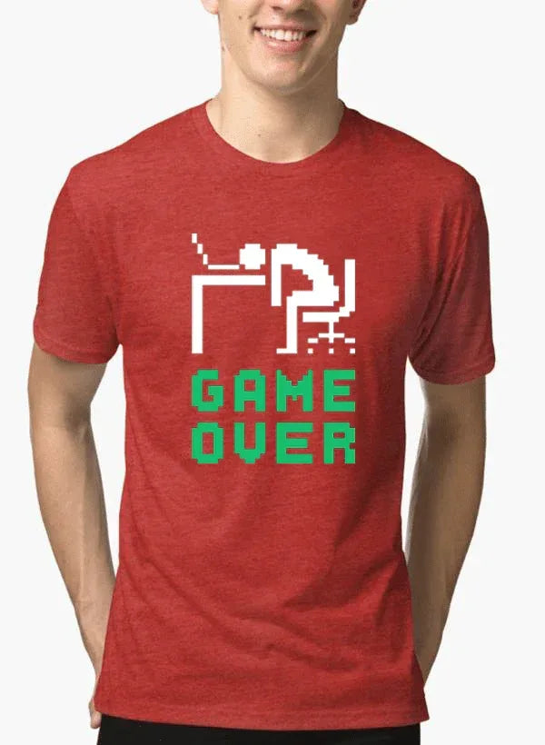 Game Over Half Sleeves Melange T-shirt - Trustymall