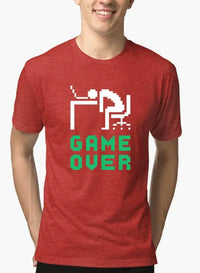 Game Over Half Sleeves Melange T-shirt - Trustymall