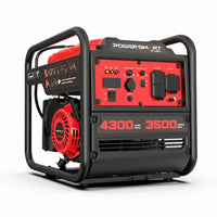 Open frame gas inverter generator placed on white background with ample white space around it