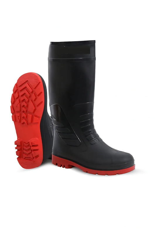 Black Safety Boots with Red and Black Laces