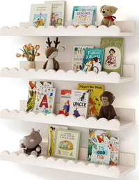 White Nursery Floating Book Shelves Set of 4