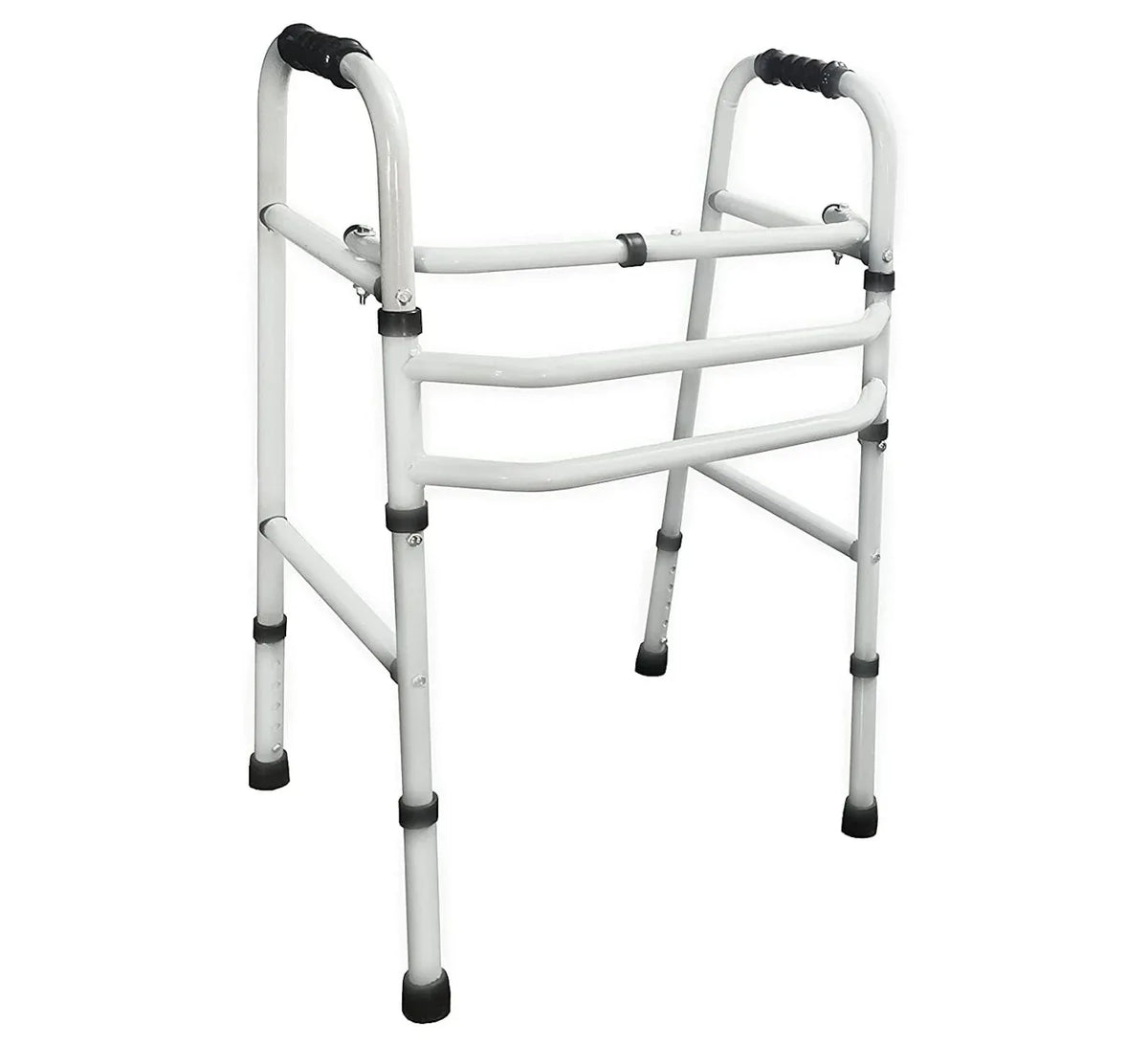 MS Double Bar Height Adjustable Folding Walker with ergonomic grips and non-slip rubber tips for improved mobility and