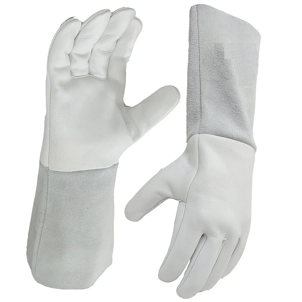 Pair of 14-inch long heat-resistant leather gloves suitable for fire protection and safety tasks