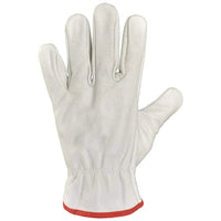 Pair of chrome leather welding safety gloves showing protective design and sturdy build.