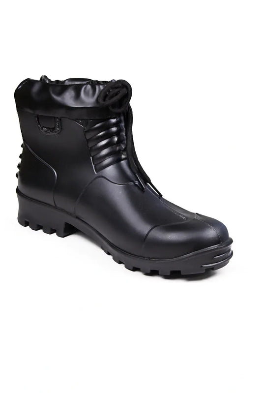 Black Ankle Safety Boots with Front Ties