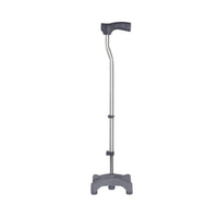 L Shape Quadripod Adjustable Walking Stick with ergonomic handle and anti-skid rubber tip, shown standing upright.