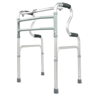 Foldable step walker with adjustable height and ergonomic grips for senior mobility and safety