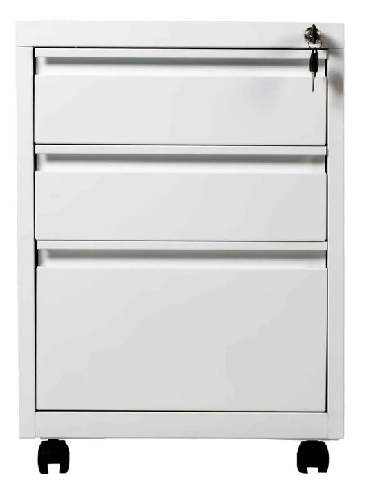Metal Pedestal File Drawer Cabinet White