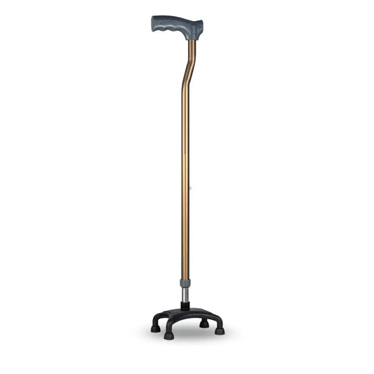 L Shape Quadripod Adjustable Walking Stick Gold