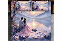 Romantic Sunset Lake Couple Bedsheet