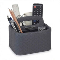 Small Faux Leather Desk Organizer with Handle
