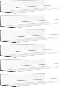 Clear Acrylic Floating Wall Shelves 6 Pack