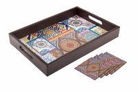 Mandala Pattern Serving Tray and Coasters