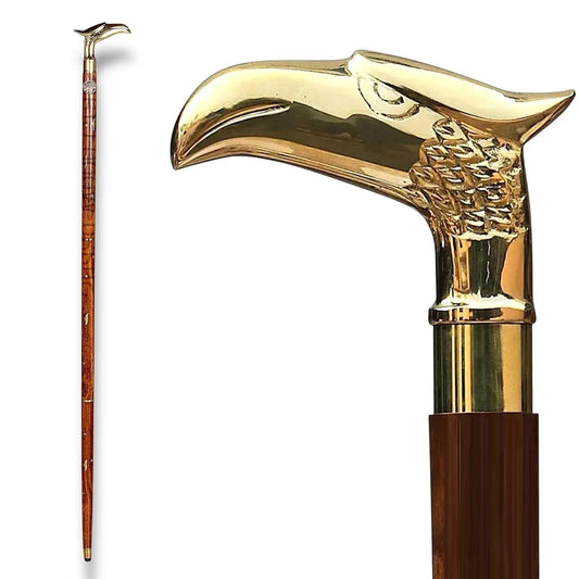 Premium Antique Wooden Walking Stick Brown