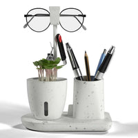 Desk Pen Stand with Plant Pot & Phone Holder