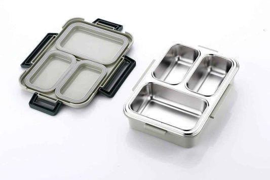 Insulated 3 Compartment Stainless Steel Lunch Box