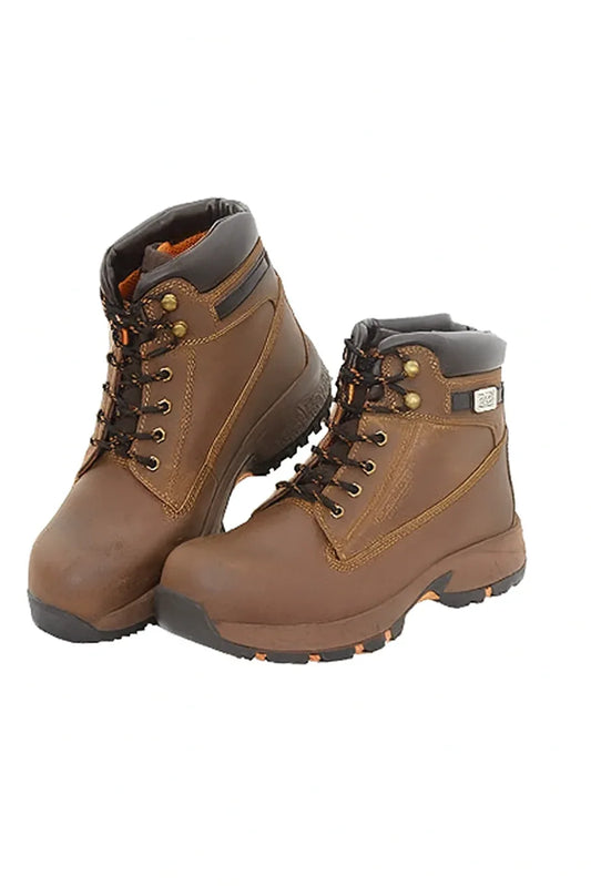 Brown Leather Lace-Up Safety Work Boots