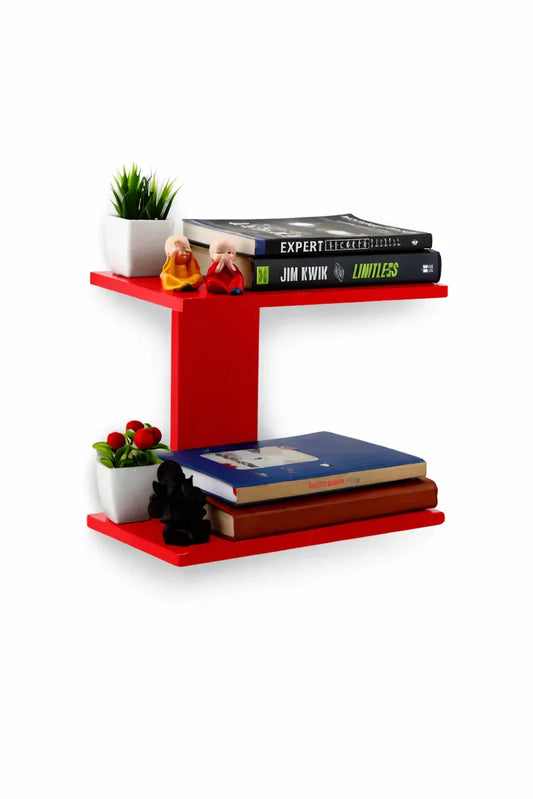 Modern Red Z-Shaped Wall Shelf