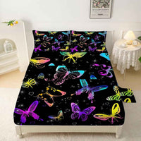 Colorful Butterfly Twin Bedsheet Set 3Pcs